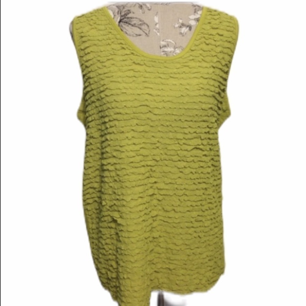 NEW Christopher & Banks Green Ruffle Top L